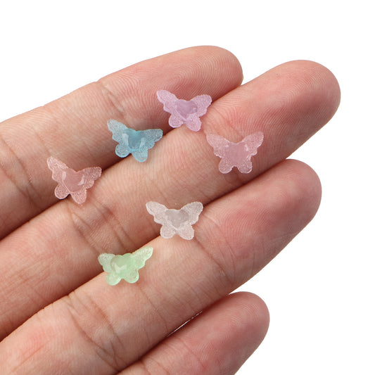 20Pcs Glow in The Dark Butterfly Nail Charms - Transparent Acrylic Beads, Flatback Skeleton Cabochons for DIY Nail Art & Craft Decorations