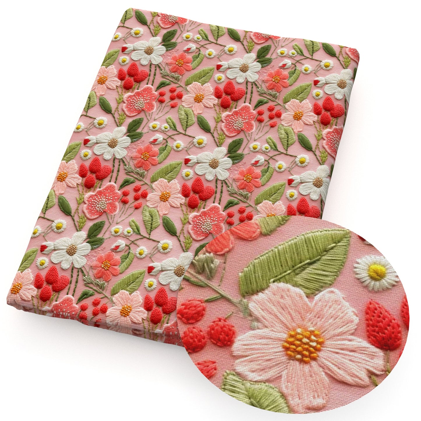 imitation embroidery series flowerfloral leaf leaves tree strawberry fabric