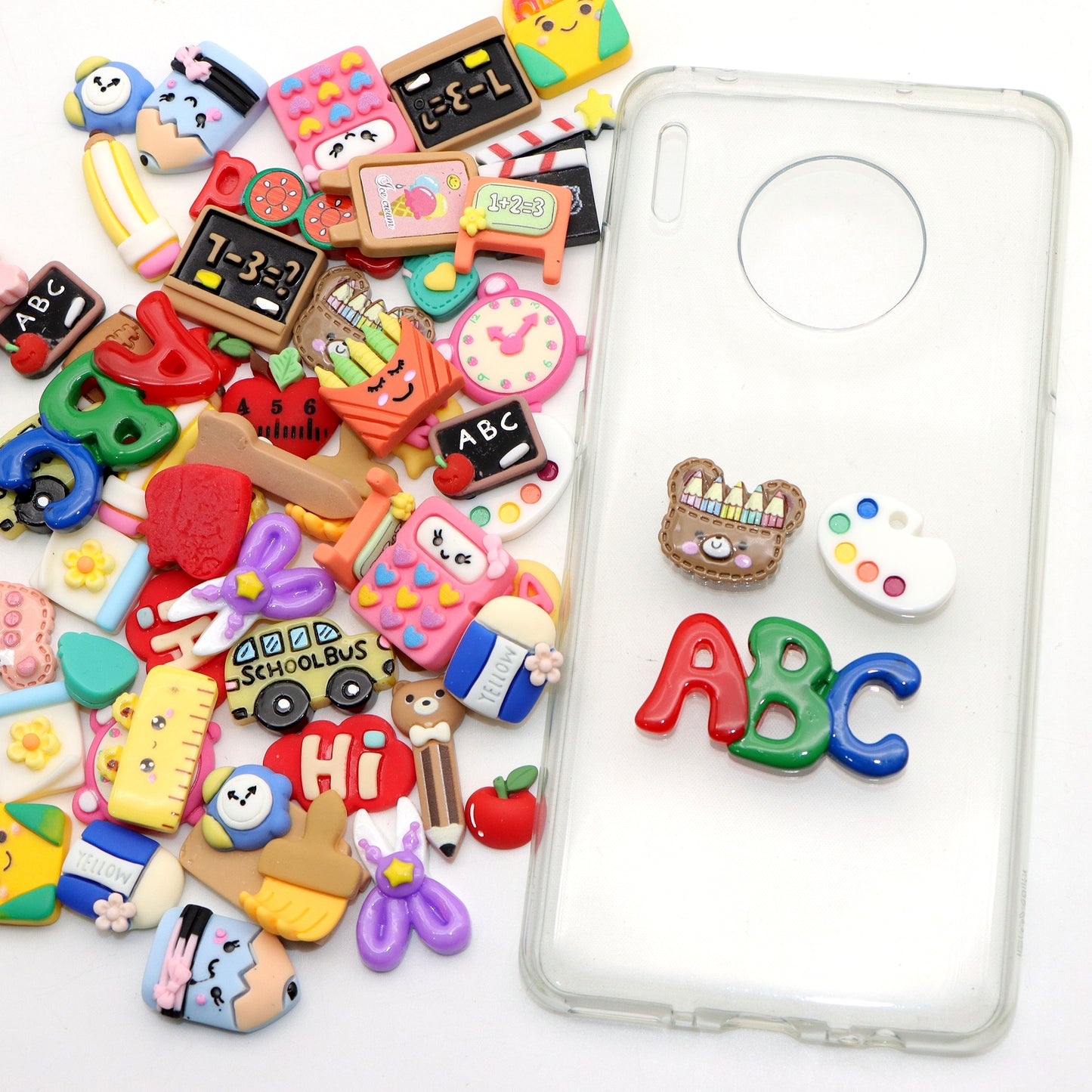 30 pieces/pack mixed Back to School Resins, shiny 3D resin gifts, hair accessories, decorations, handmade accessories