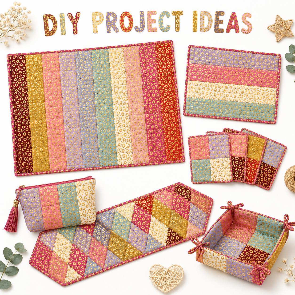 10Pc/Set, Making 10 Images 1pc Each, Each Size: 6.3*50cm Leopard Golden Hot Stamping Series Sliced Chiffon Fabric Set Style Combination, Polyester Jelly Roll Fabric Strips, Pre-Cut Quilting Squares, For Quilting DIY, Handicrafts And Sewing, Blankets, Rugs