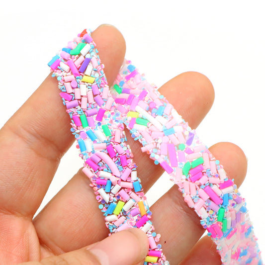 1M Self-adhesive Soft Sprinkle Polymer Clay Hotfix Rhinestone Sheet, 1.2cm Width Iron On Decorative Tape, for Clothing, Bags, Hats, Shoes, Glue, Drill, Handmade DIY Arts, Crafts & Sewing Accessories
