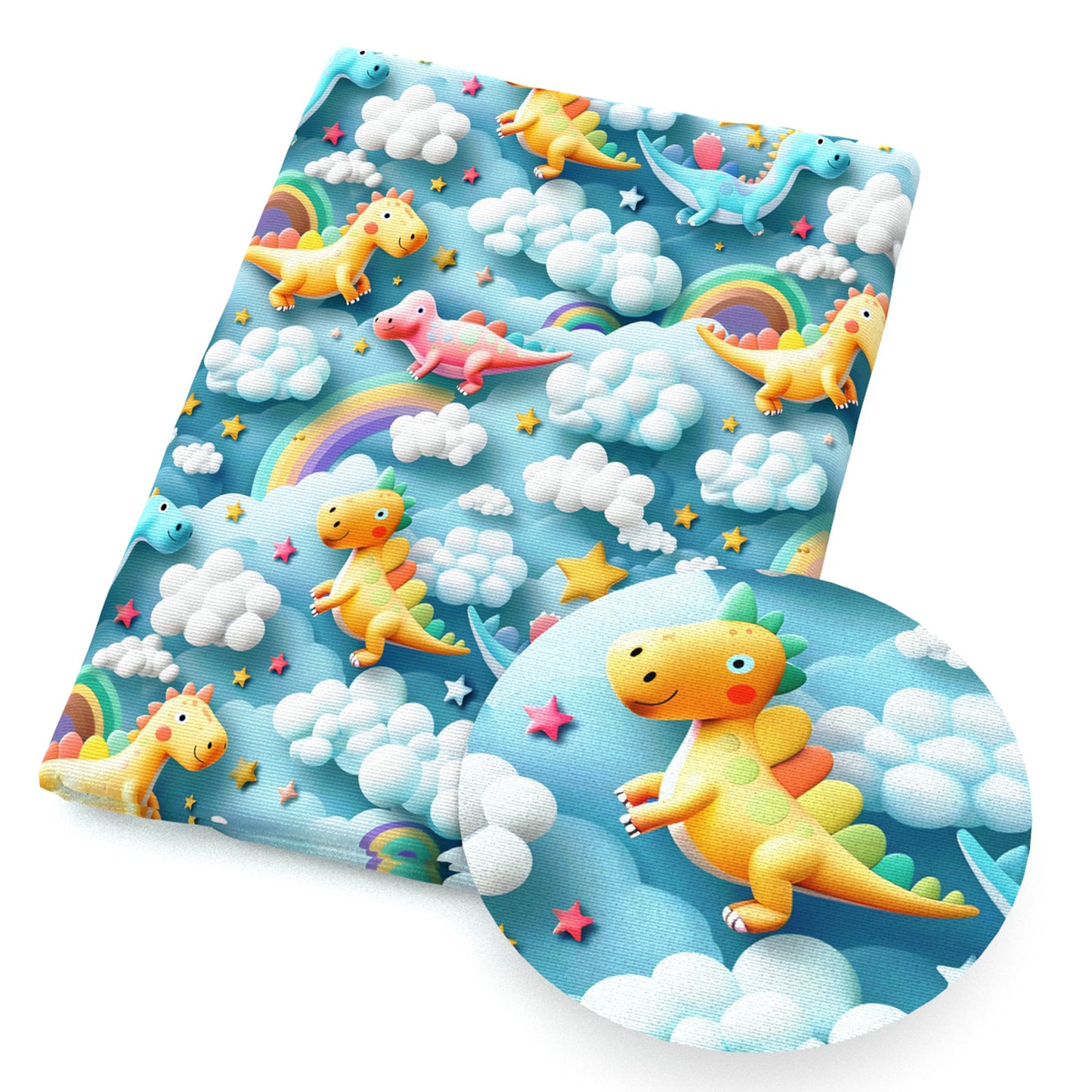 dinosaurs dino cloud rainbow star starfish fabric