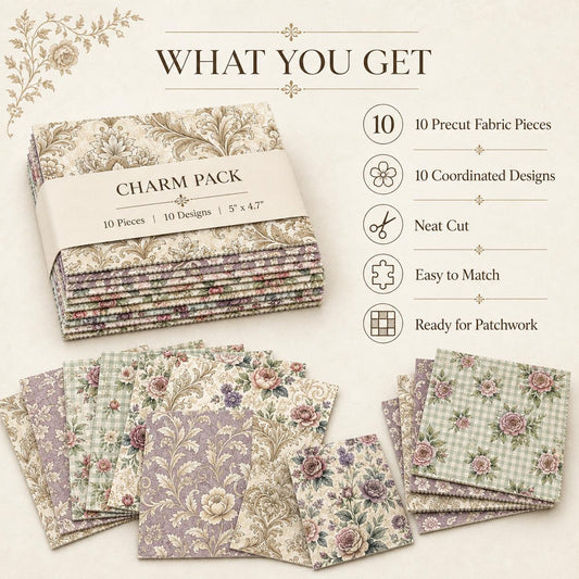 10Pc/Set Flower Series Fat Quarter Fabric, Pre-Cut Square Fabric Assort, Fabric Set, Craft Fabric, Handmade DIY Patchwork Fabric,Home Quilting Sewing Fabric, Packaging Fabric, Scrapbooking Craft Hobbyist