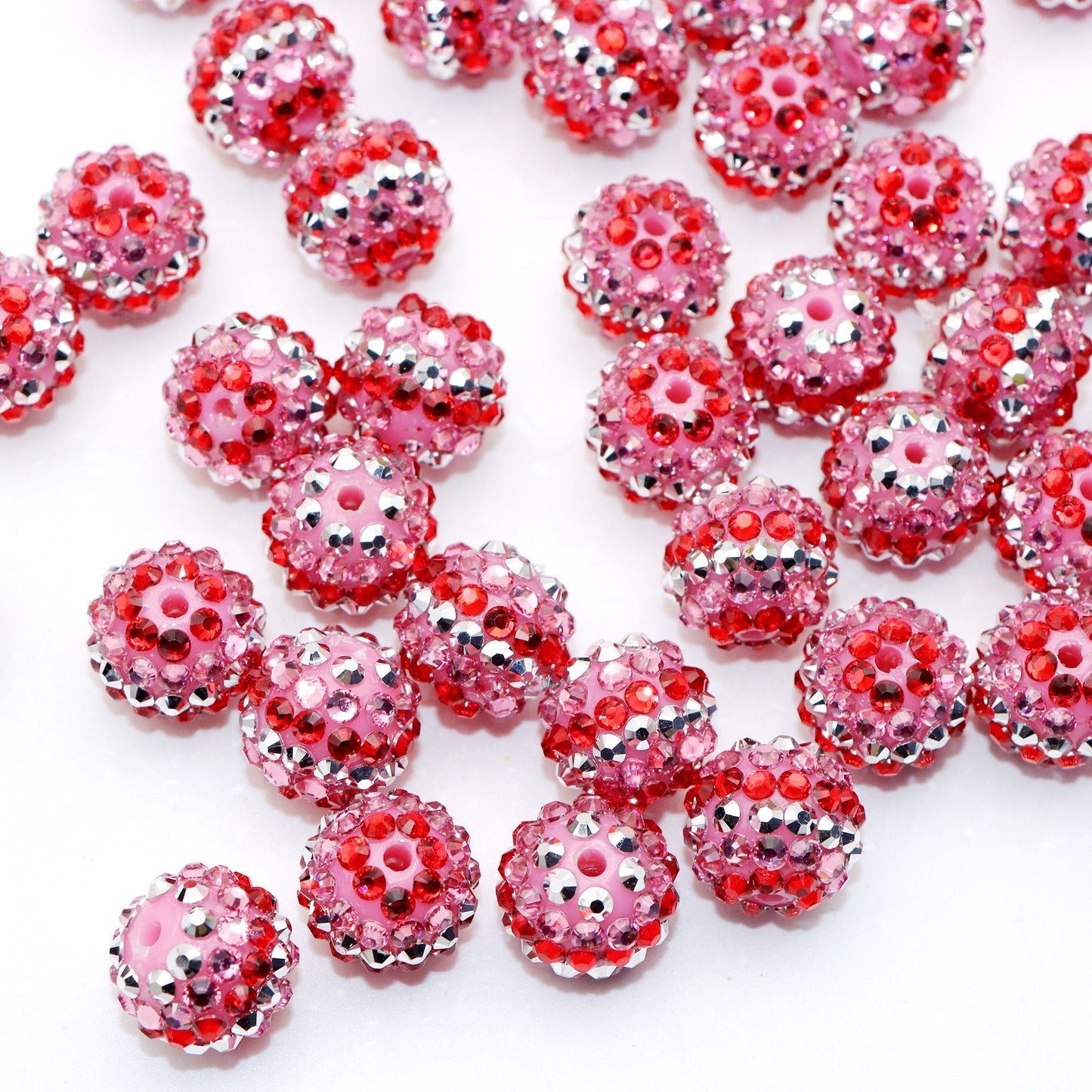 5Pcs Valentine's Day Series Bayberry Beads 16mm Sparkling Faux Crystal Rhinestone Acrylic Spacer Beads Charms with Hole Ideal for DIY Jewelry Making DIY Bracelet Necklace Chain Earrings Charm Pen Bangle Decors Festive Craft Supplies