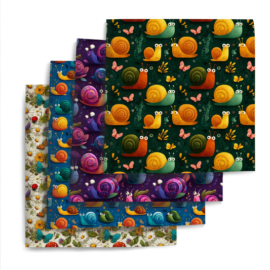 4Pc/set 7.87x7.87inch/19.68x17.7inch snails series Precut Quilting Fabric Fat Quarter Fabric Bundle