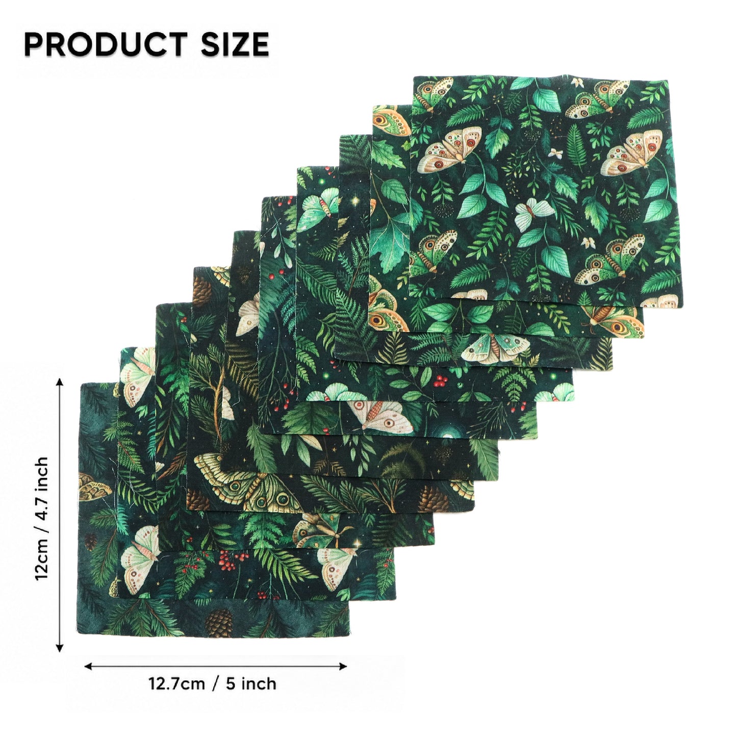 10pcs Charm Pack Set Green Holly Christmas Pattern Vintage Style Pattern Handmade DIY with Rich Color and Texture Elements 100% Polyester Patchwork in 10 Design Styles Suitable for Patchwork DIY Craft Projects DIY Wallet Making Gift Giving Bag Making Moth