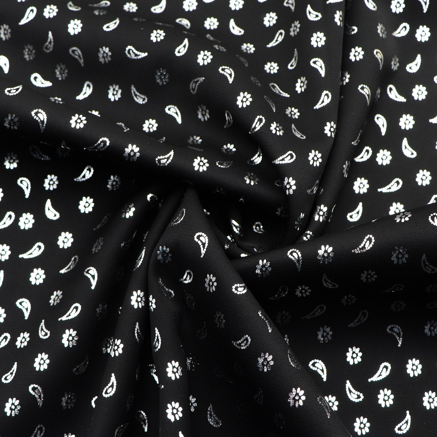 1pc Silvery Paisley Print 100% Polyester Fabric, 59.06x19.68 inch Precut Fabric, Perfect for Party Decorations, and Craft Projects, Hair Ties, DIY Quilting & Sewing, Patchwork, Backdrop Fabric | Floral Pattern