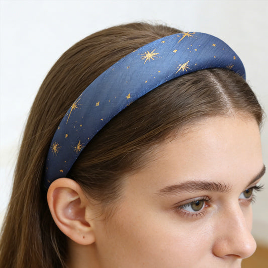 hot stamping star bright silk crepe organza high cranial hairband