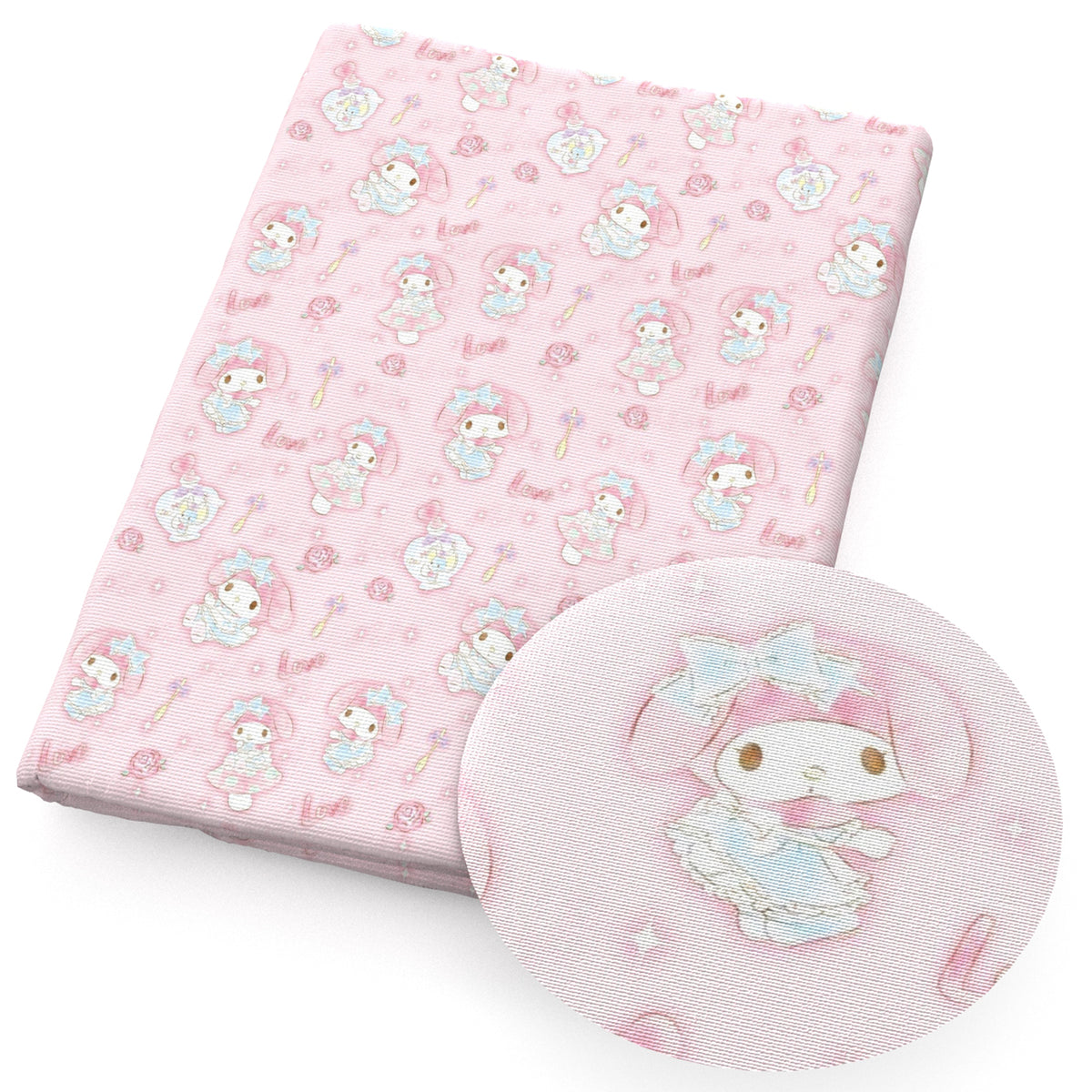 pink seriesheart love printed fabric