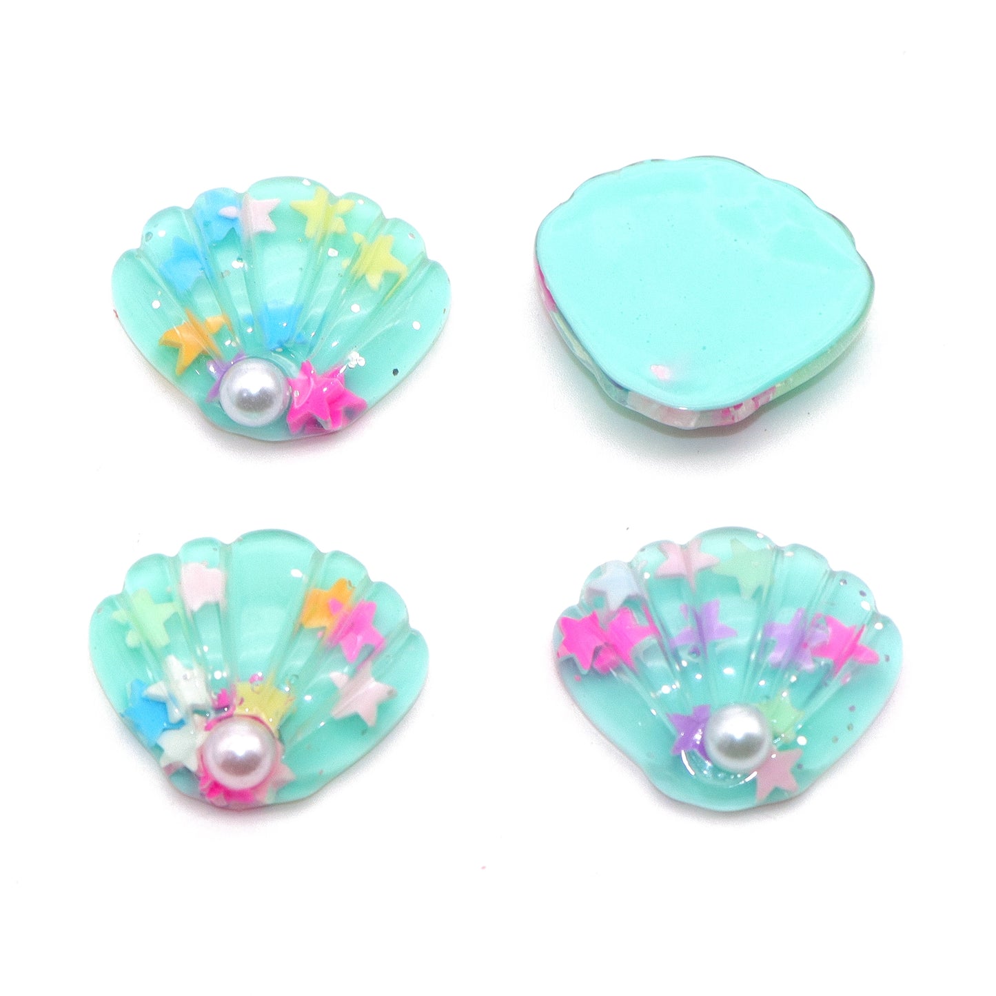5Pcs Sequin Star Shell With Pearl Resin Charms with Flatbacks - Ideal for DIY Crafts, Jewelry, Phone Cases, Hair Accessories, Cups, Nail Art, and Stationery Decorations