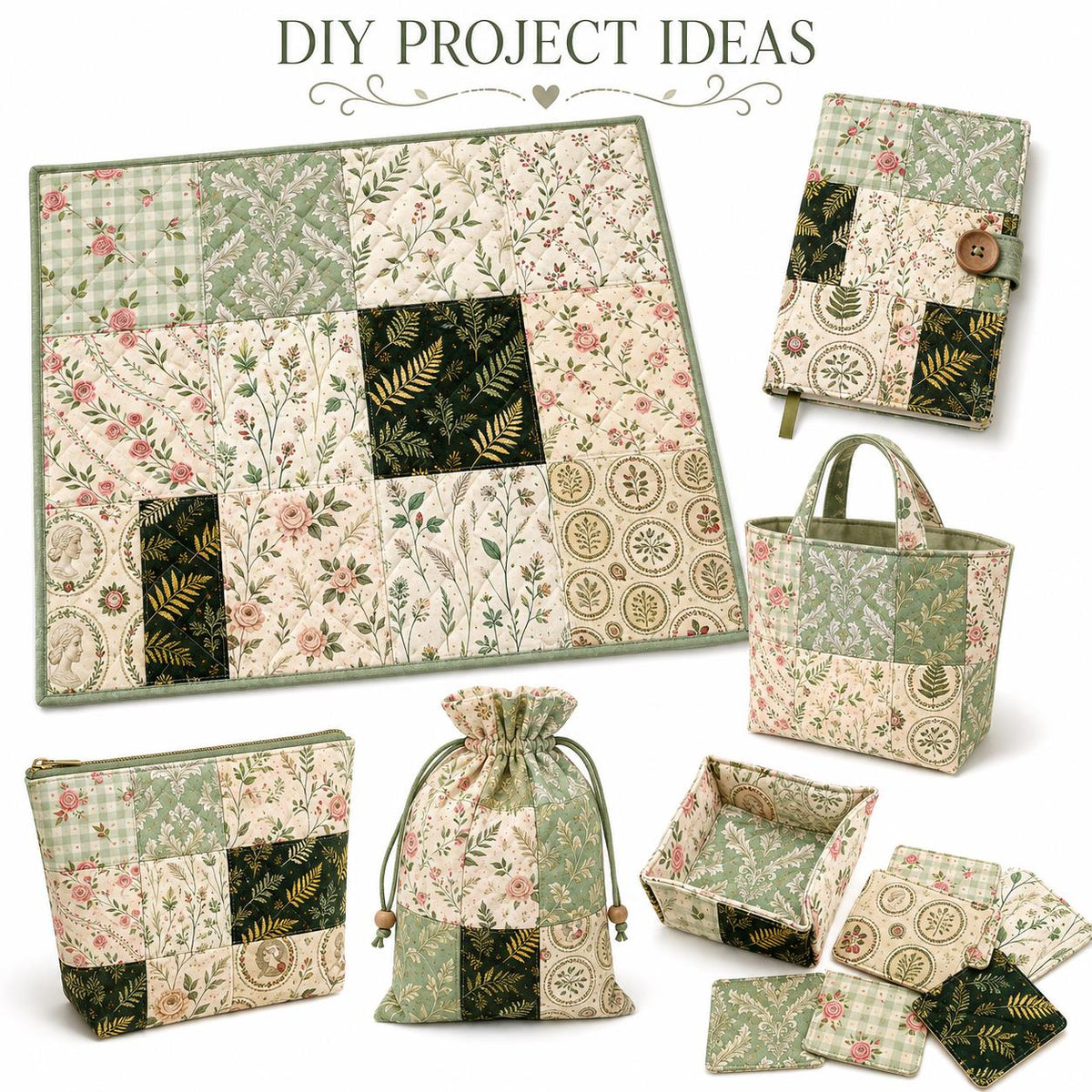 10Pc/Set Flower Plaid Series Rose Tree Fat Quarter Fabric, Pre-Cut Square Fabric Assort, Fabric Set, Craft Fabric, Handmade DIY Patchwork Fabric,Home Quilting Sewing Fabric, Packaging Fabric, Scrapbooking Craft Hobbyist