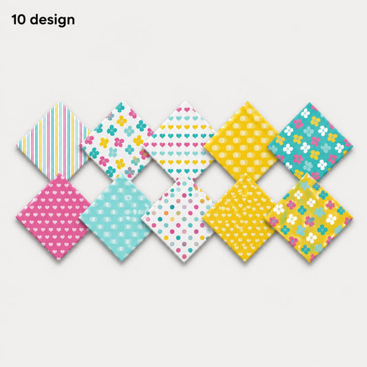 10Pc/Set Flower Heart Dot Stripe Series Fat Quarter Fabric, Pre-Cut Square Fabric Assort, Fabric Set, Craft Fabric, Handmade DIY Patchwork Fabric,Home Quilting Sewing Fabric, Packaging Fabric, Scrapbooking Craft Hobbyist