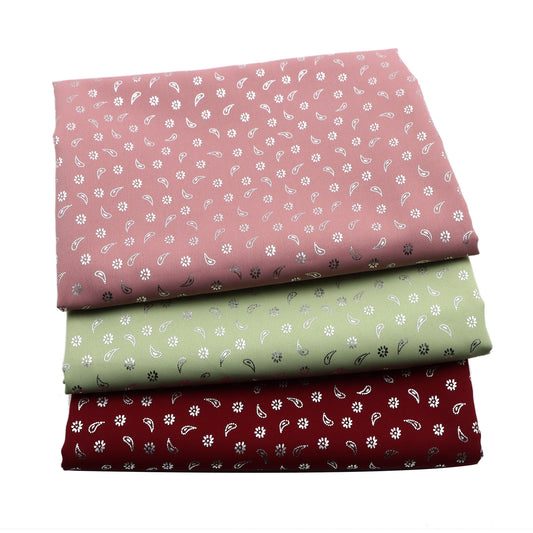 1pc Silvery Paisley Print 100% Polyester Fabric, 59.06x19.68 inch Precut Fabric, Perfect for Party Decorations, and Craft Projects, Hair Ties, DIY Quilting & Sewing, Patchwork, Backdrop Fabric | Floral Pattern