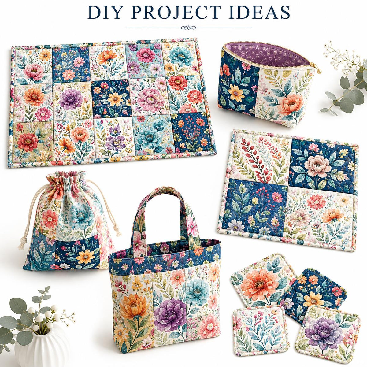 10Pc/Set Flower Series Fat Quarter Fabric, Pre-Cut Square Fabric Assort, Fabric Set, Craft Fabric, Handmade DIY Patchwork Fabric,Home Quilting Sewing Fabric, Packaging Fabric, Scrapbooking Craft Hobbyist