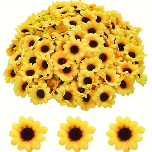 10Pcs Artificial Sunflower Heads, Small Fake for DIY Crafts, Wedding Autumn Home Decoration, Bride Shower DIY Garden
