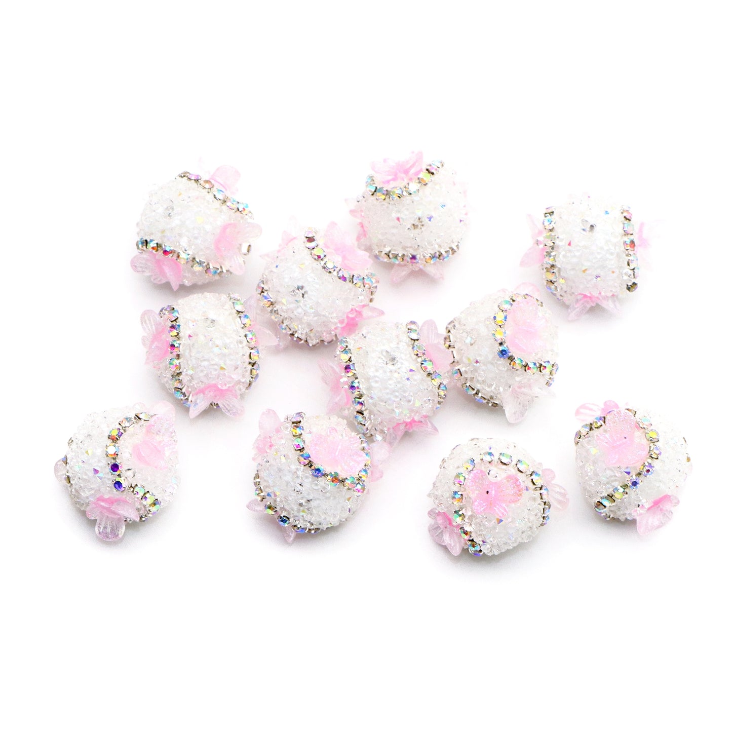 1Pc Rhinestone Faux Crystal Beads Butterfly Shaped Loose Spacer Acrylic Beads with Hole for Jewelry Making DIY Bracelet Necklace Chain Earrings Charm Bangle Decors Craft Supplies