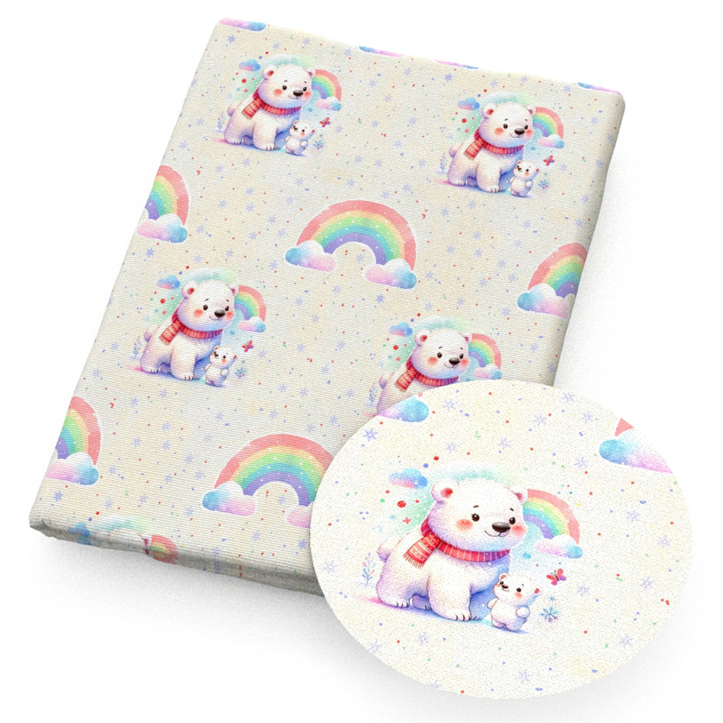 polar bear rainbow snowflakesnow fabric
