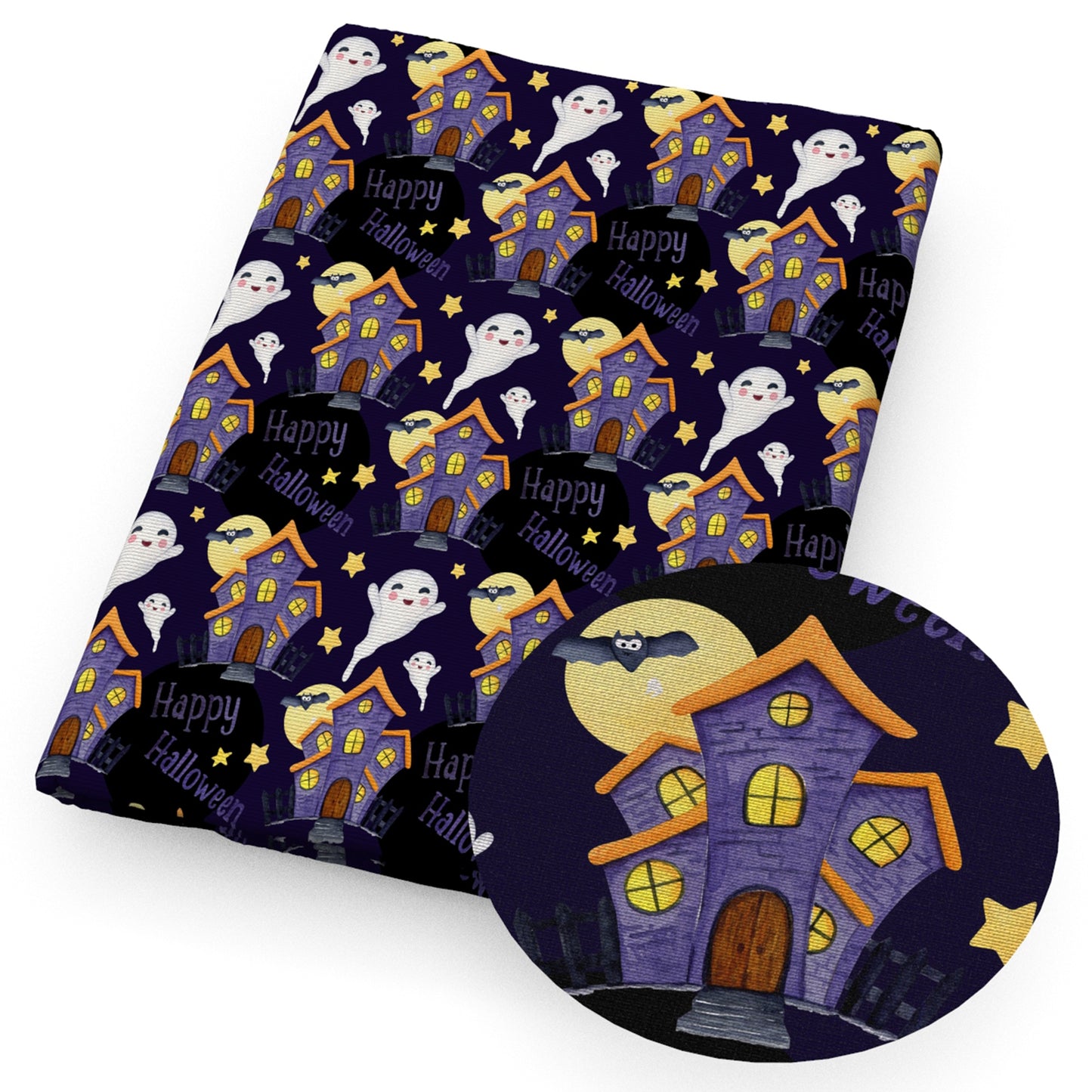 halloween skull ghost skeleton bones fabric