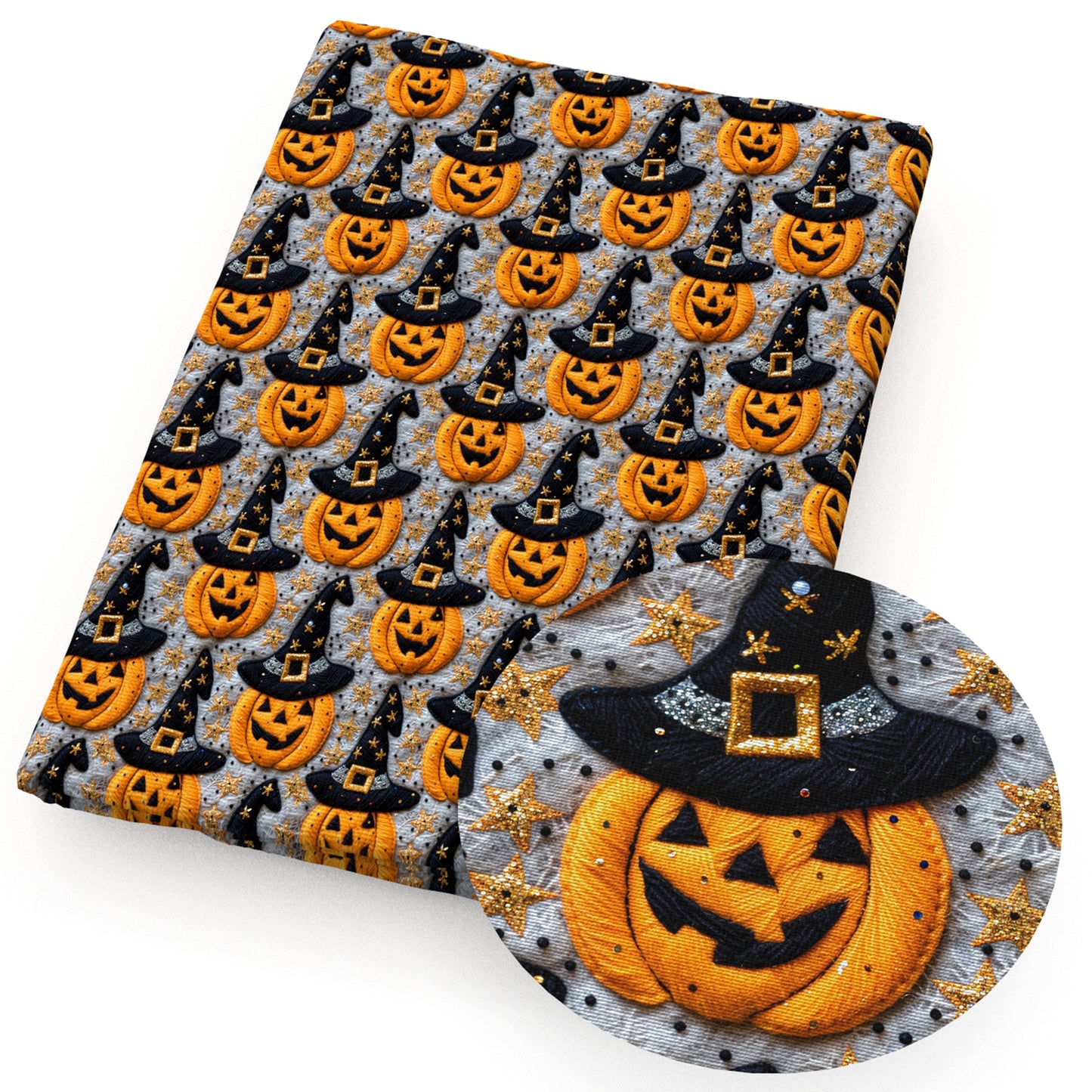 imitation embroidery series halloween star starfish pumpkin fabric