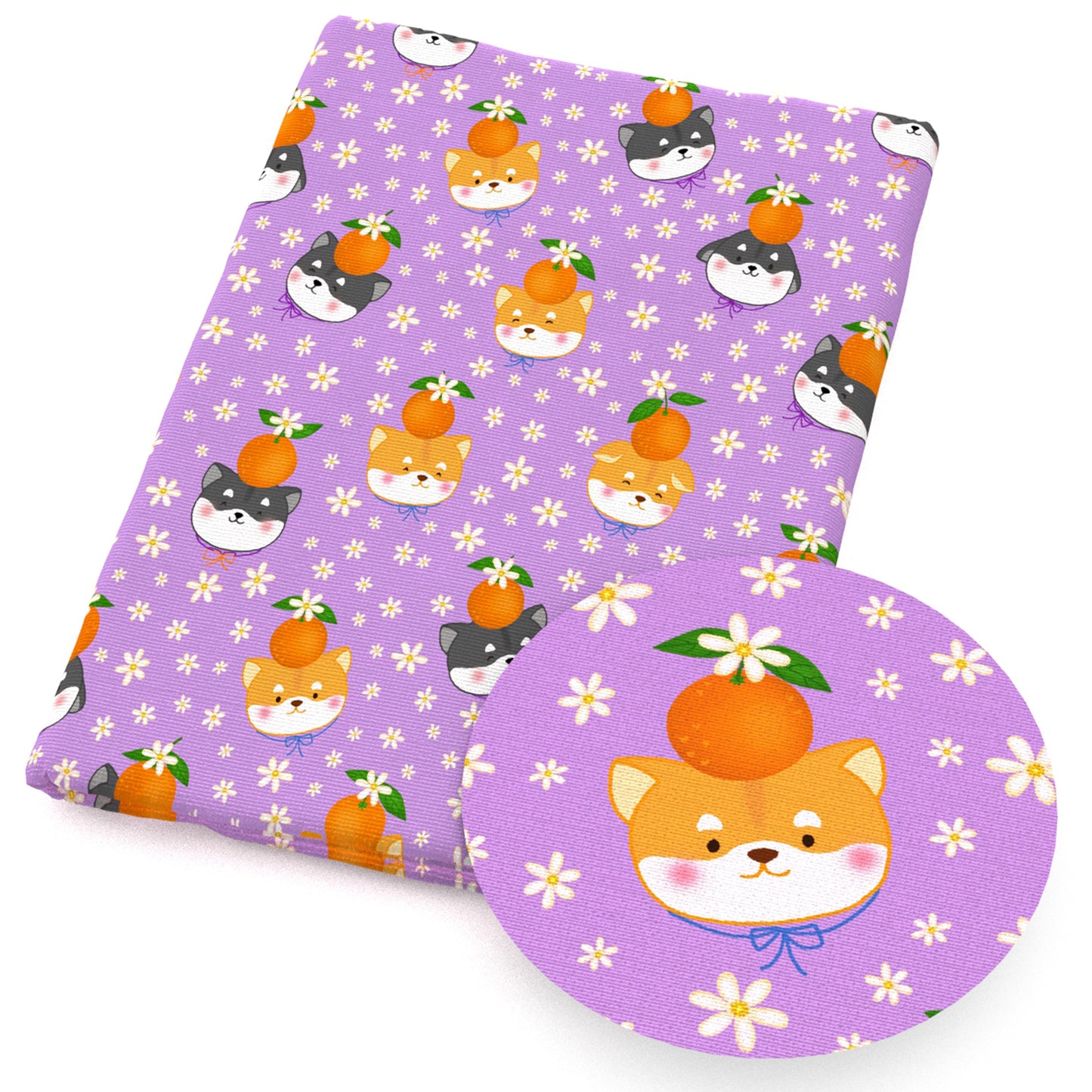 dogpuppy orange flowerfloral fabric