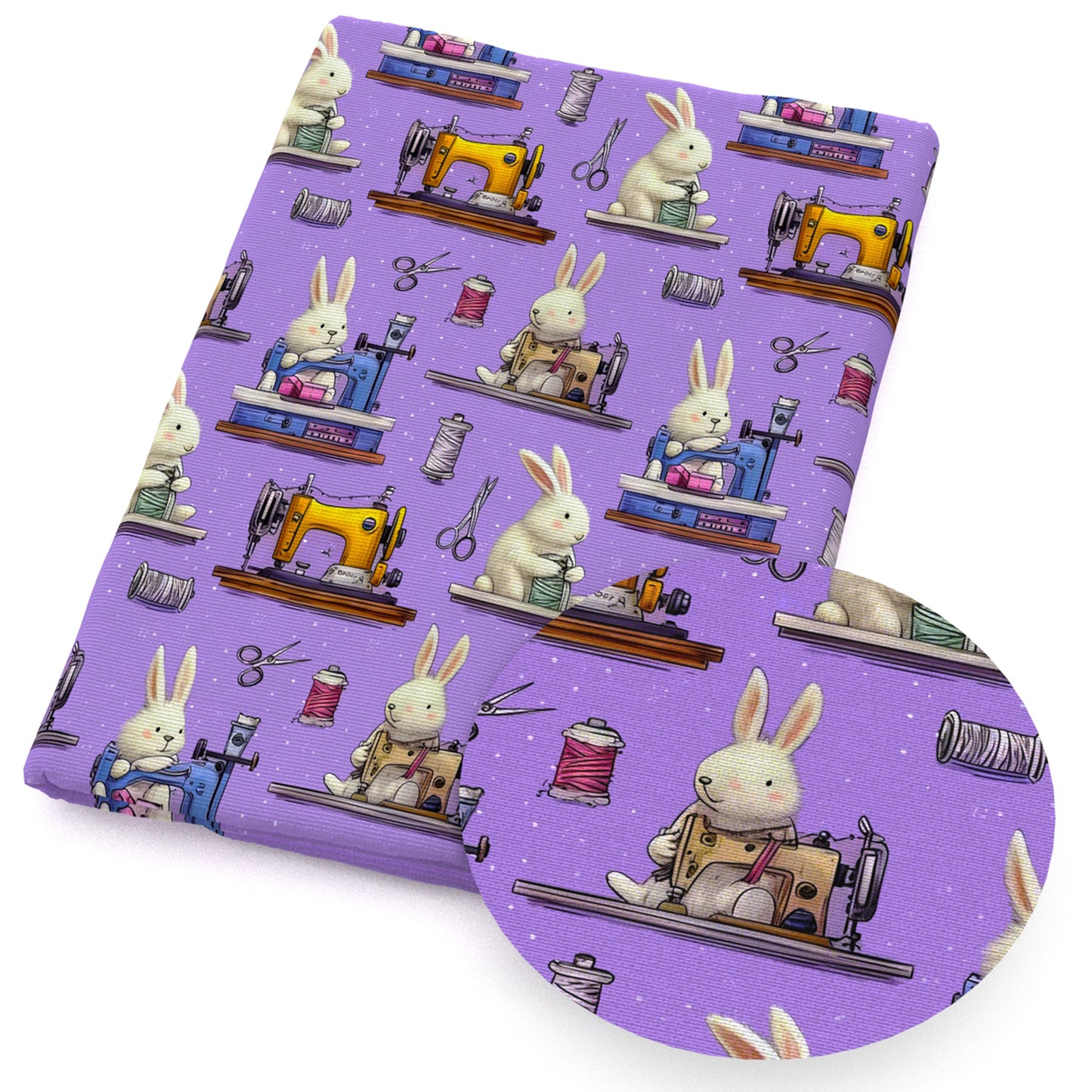 sewing machine rabbit bunny pattern scissors knife fabric