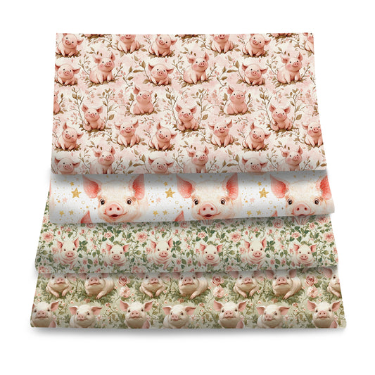 1pc pig Series Pattern Quilting Fabric-17.7x19.68inch(45x50cm) Polyester Craft Fabrics DIY Handmade Projects Doll Clothes Fabric Precut For Patchwork Craft(108gsm)