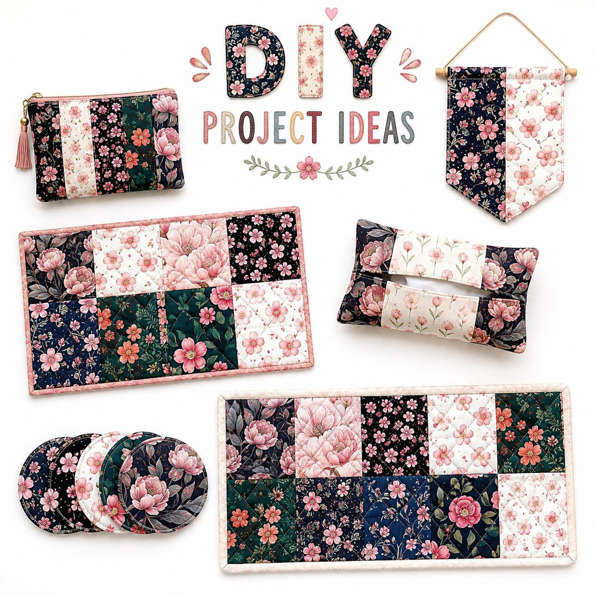 10Pc/Set Flower Series Fat Quarter Fabric, Pre-Cut Square Fabric Assort, Fabric Set, Craft Fabric, Handmade DIY Patchwork Fabric,Home Quilting Sewing Fabric, Packaging Fabric, Scrapbooking Craft Hobbyist