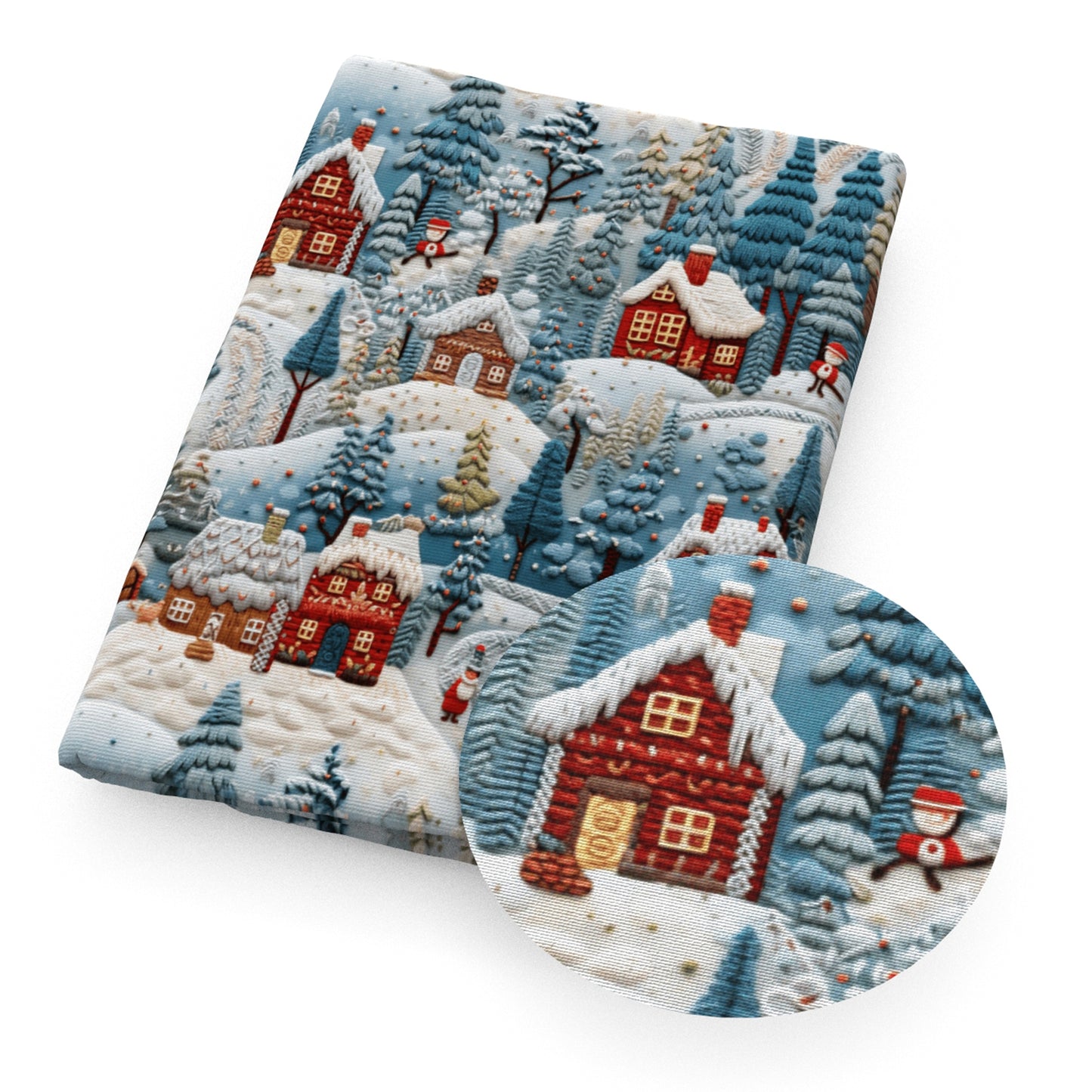 imitation embroidery series christmas day house christmas tree fabric