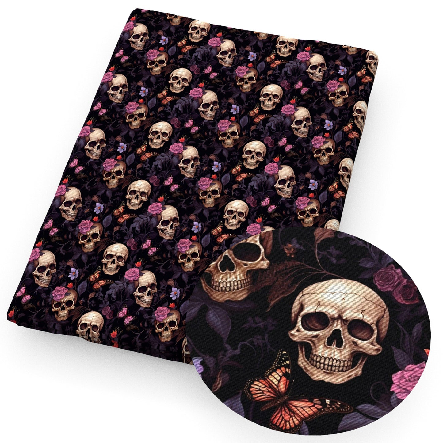 halloween skull ghost skeleton bones fabric