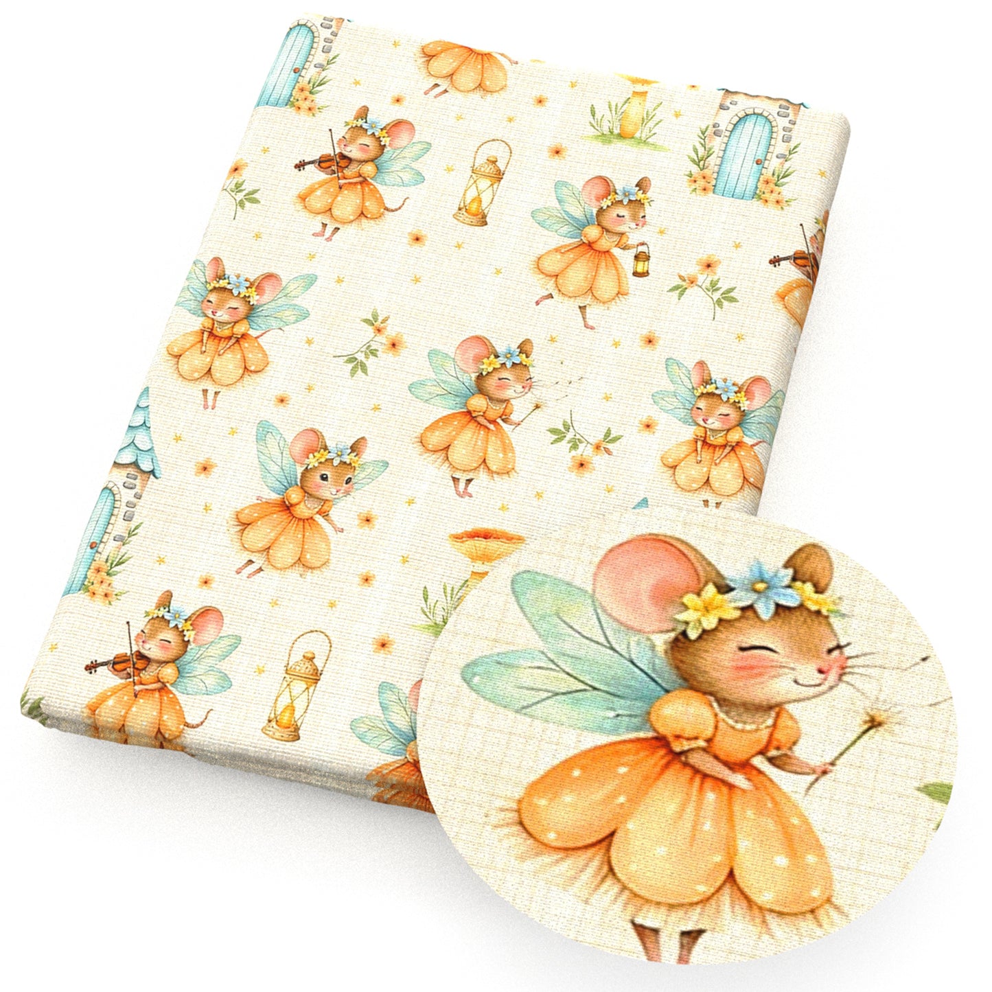 light flowerfloral mouse plaid grid fabric