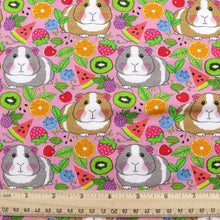 Load image into Gallery viewer, guinea pig fruit watermelon kiwi cherry printed fabric
