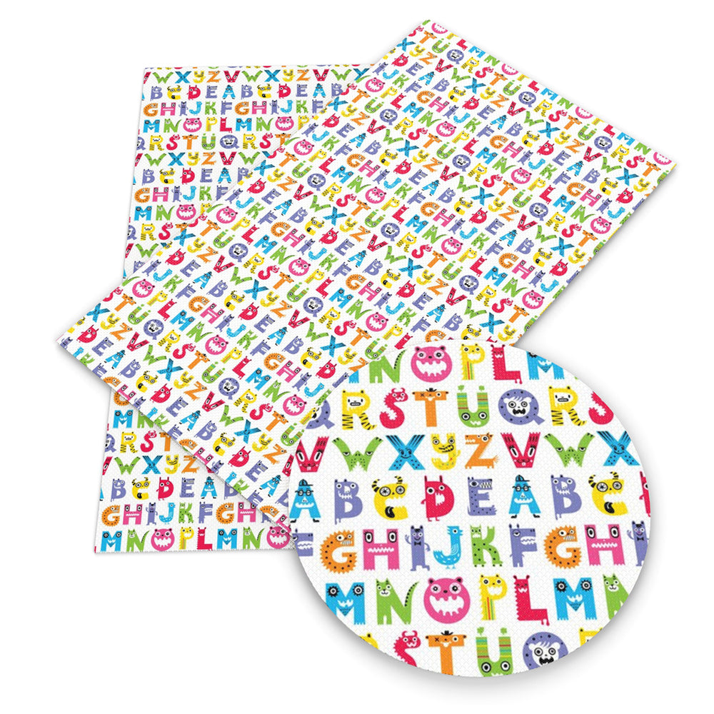 letters alphabet back to school abc printed fabric