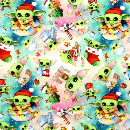 christmas day green series printed fabric