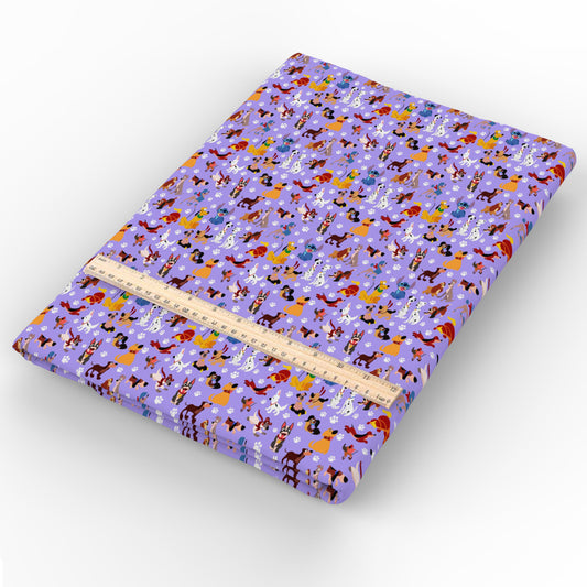 dog puppy purple series printed fabric