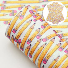 Load image into Gallery viewer, back to school abc pencil printed fabric
