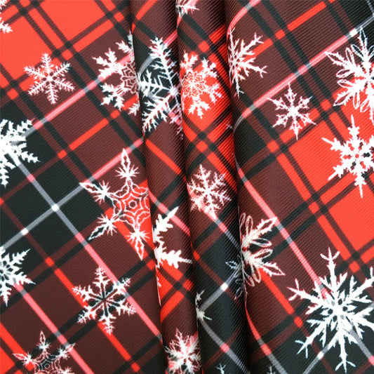 snowflake snow plaid grid christmas day red series printed fabric