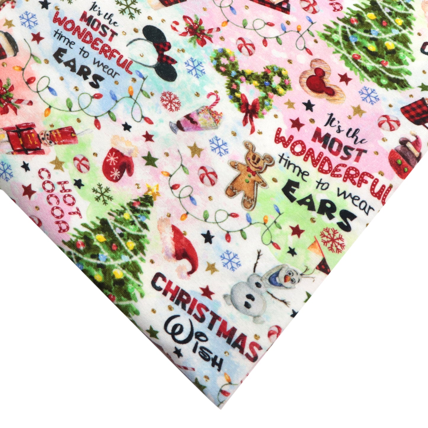 snowflake snow christmas drinks gingerbread man printed fabric