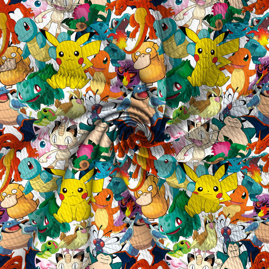 pikachu pokemon pikachu psyduck dinosaurs dino fabric