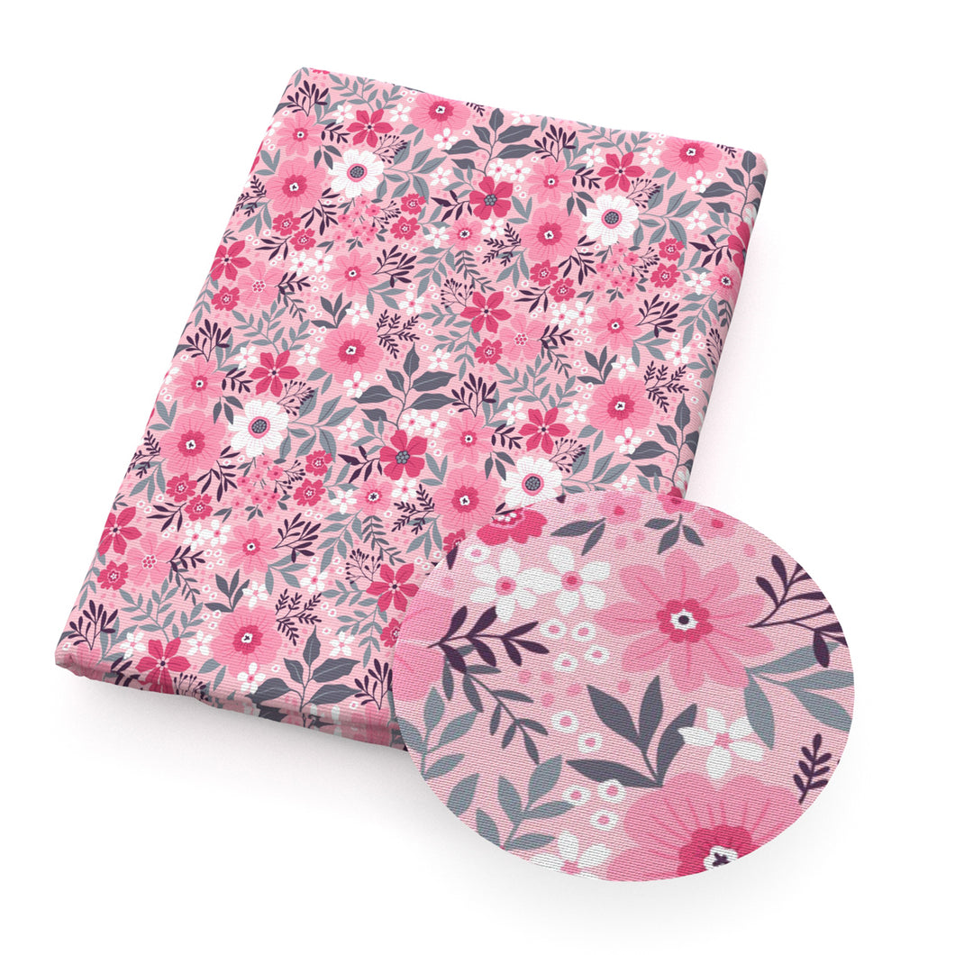 flower floral leaf leaves tree pink series printed fabric