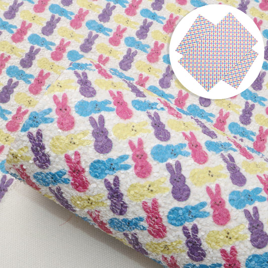 rainbow color rabbit bunny easter bunny printed fabric