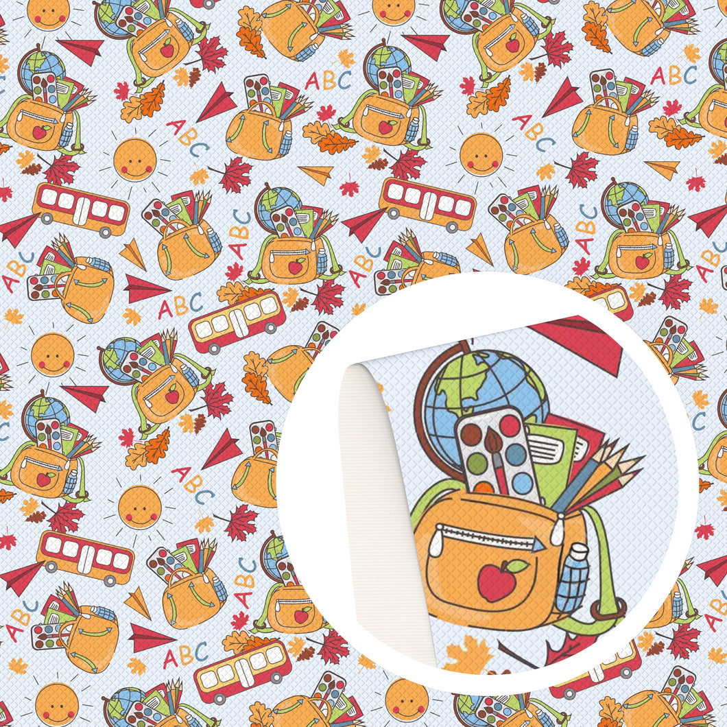 back to school abc school bus backpack fabric