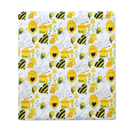 bee flower floral heart love printed fabric