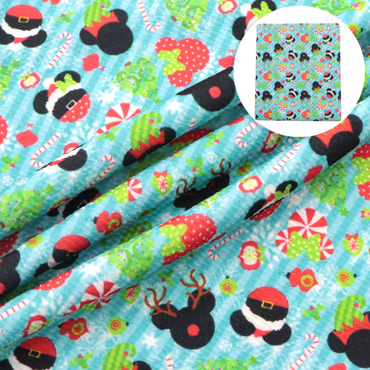 stripe christmas day snowflake snow printed fabric