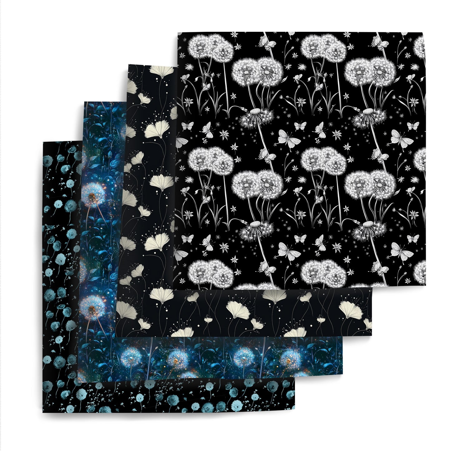 4Pc/set 7.87x7.87inch(20x20cm) Dandelion series Precut Quilting Fabric Fat Quarter Fabric Bundle, Polyester Quilting Squares for Patchwork, DIY Crafts Projects, DIY Wallet Making