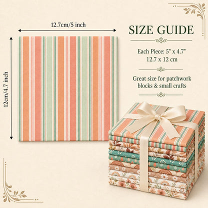 10pcs Charm Pack Set Floral Stripe Pattern Vintage Style Handmade DIY with Rich Color and Texture Elements 100% Polyester Patchwork in 10 Design Styles Suitable for Patchwork DIY Craft Projects DIY Wallet Making Gift Giving Bag Making Mother's Day Gift