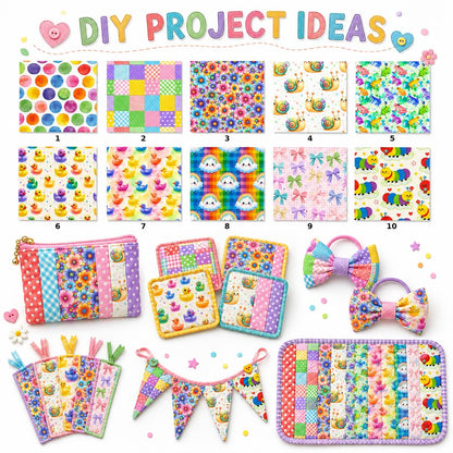 10Pc/Set, Making 10 Images 1pc Each, Each Size: 6.3*50cm Caterpillar Frog Duck Series Sliced Fabric Set Style Combination, Polyester Jelly Roll Fabric Strips, Pre-Cut Quilting Squares, For Quilting DIY, Handicrafts And Sewing, Blankets, Rugs