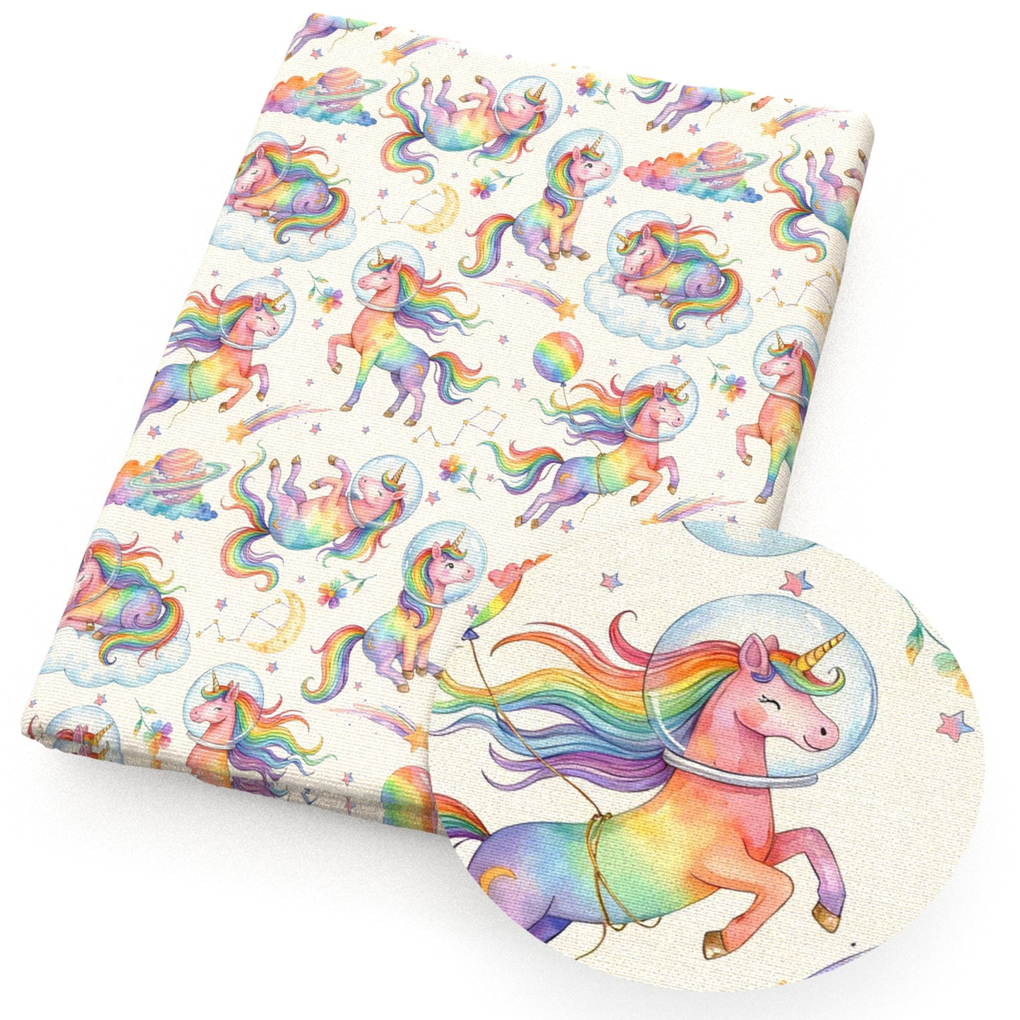 unicorn moon planetsolar systemgalaxy star starfish rainbow fabric