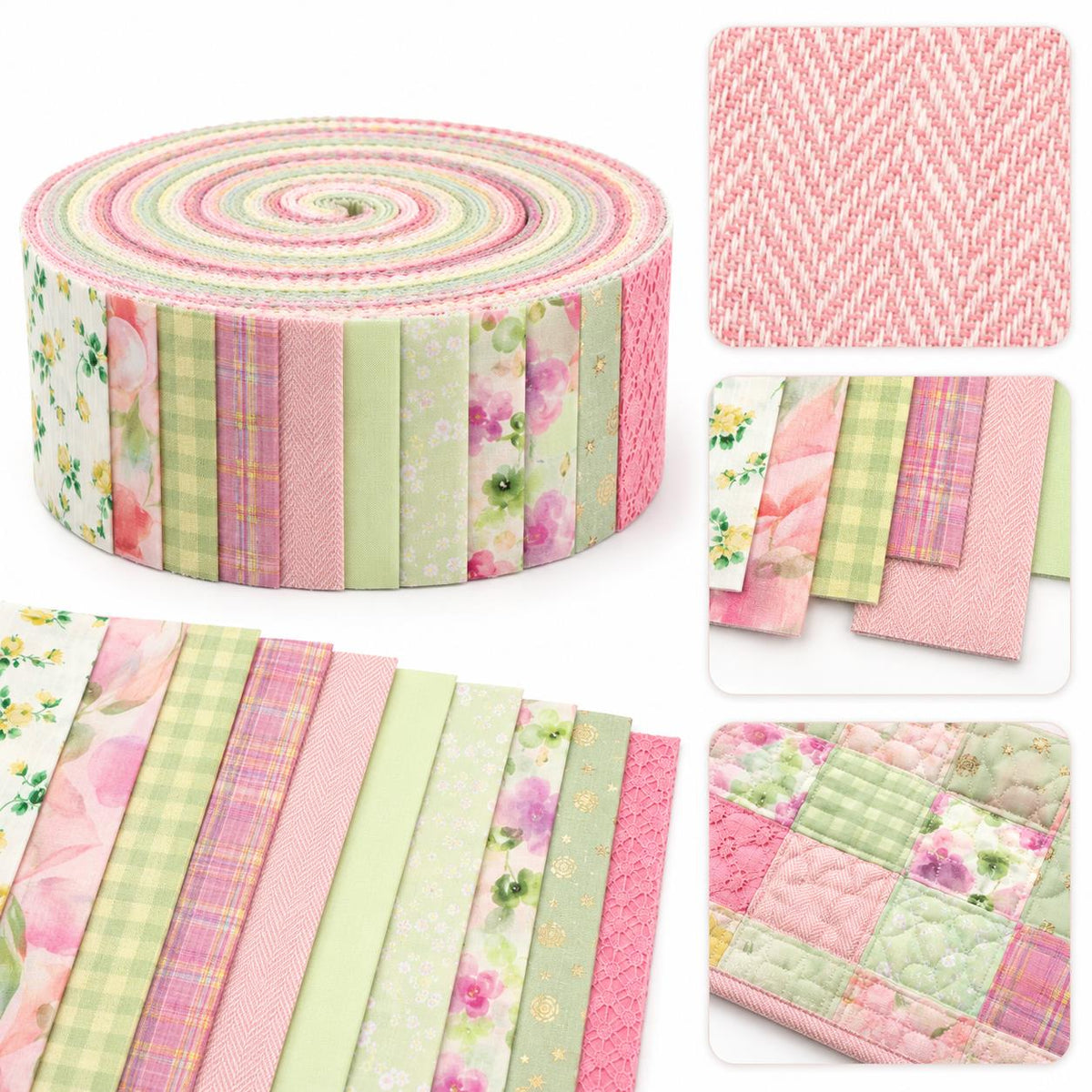 10pcs Vintage Floral Plaid Pattern Jelly Roll Fabric Strips 2.5X19.7inch Pre-cut 100% Polyester for Patchwork Quilts, Table Runners, Placemats, Tote Bags, Storage Pouches, Makeup Bags, Coasters, Quilt Blocks & Binding Multi-color