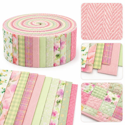 10pcs Vintage Floral Plaid Pattern Jelly Roll Fabric Strips 2.5X19.7inch Pre-cut 100% Polyester for Patchwork Quilts, Table Runners, Placemats, Tote Bags, Storage Pouches, Makeup Bags, Coasters, Quilt Blocks & Binding Multi-color