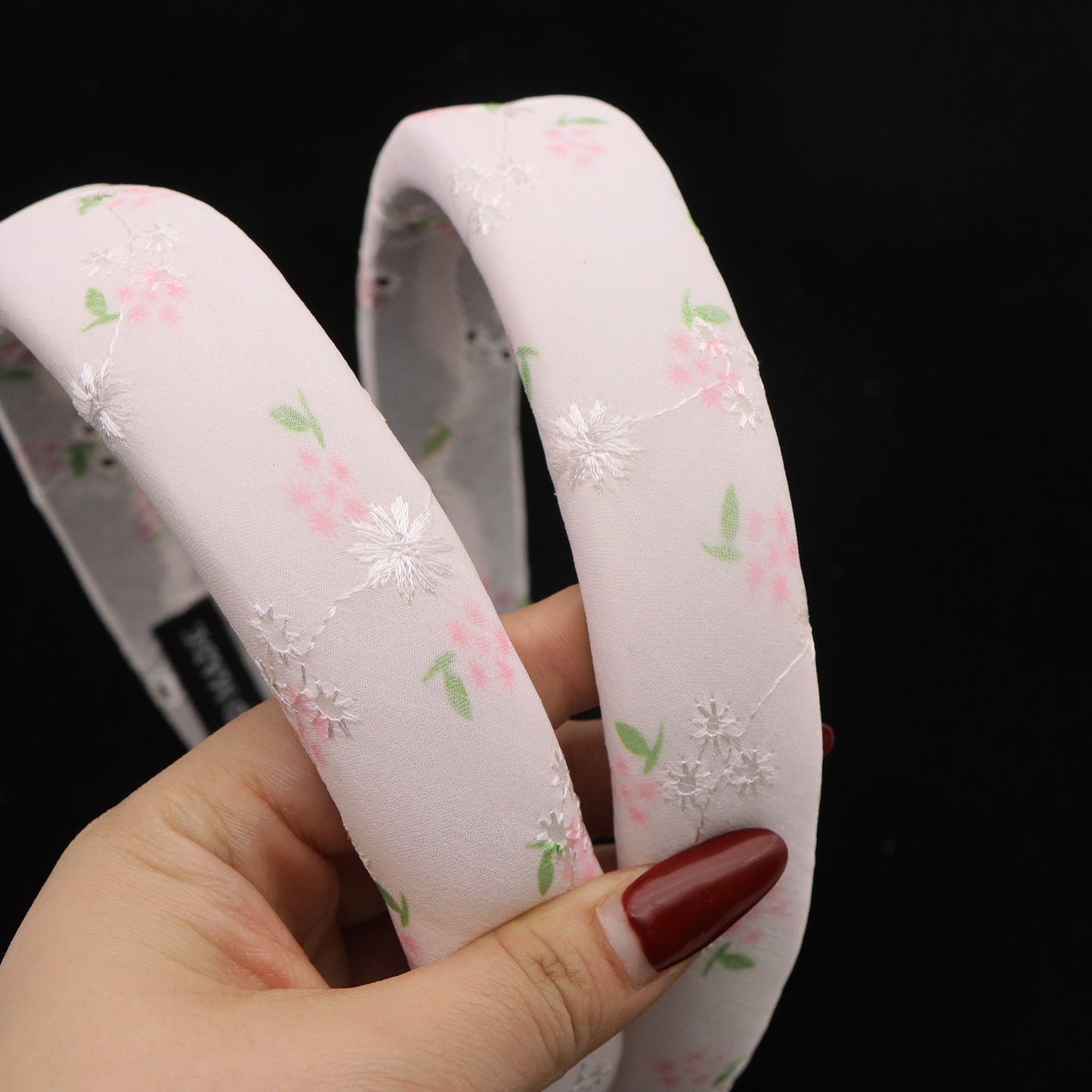 embroidery flower chiffon high cranial hairband